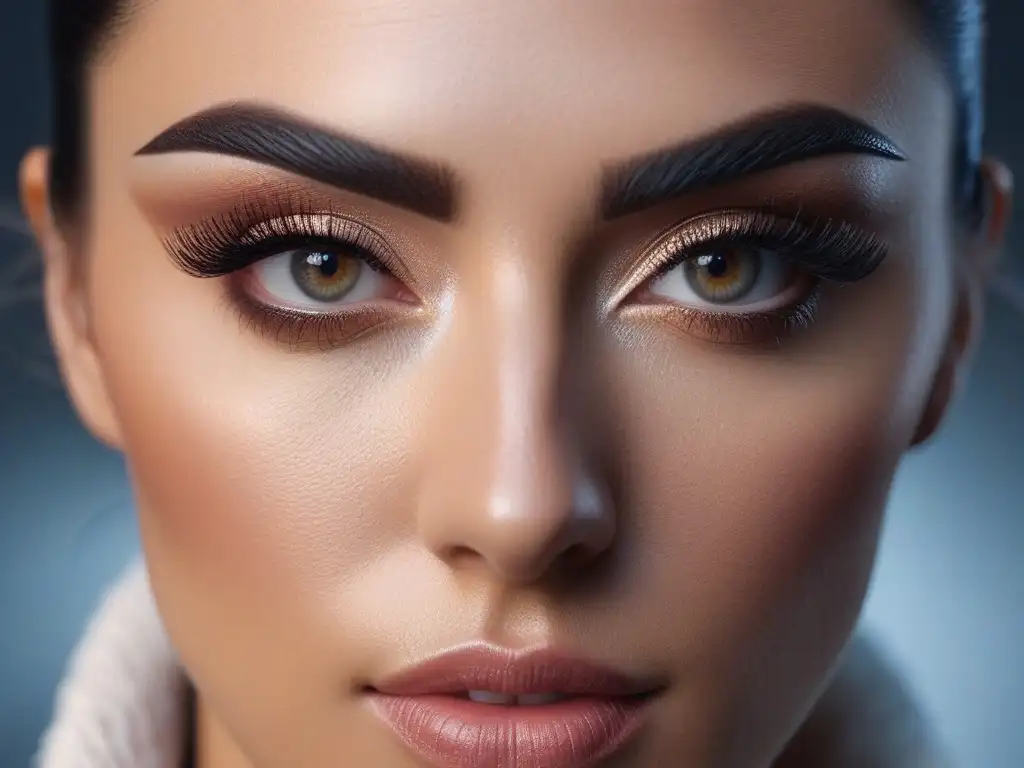 Detalle excepcional de cejas y pestañas perfectamente cuidadas Detalles impresionantes de cejas y pestañas