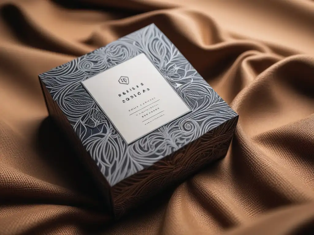 Diseño packaging sostenible para moda inclusiva Detalles intrincados en embalaje sostenible para moda inclusiva, con tonos terrosos y materiales ecofriendly