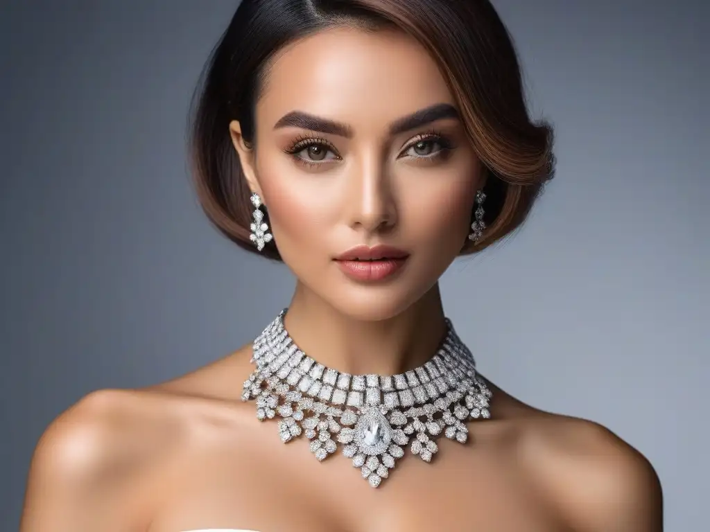 Collar delicado realza estilo de mujer moderna Detalles de joyas para petite: mujer elegante con collar delicado