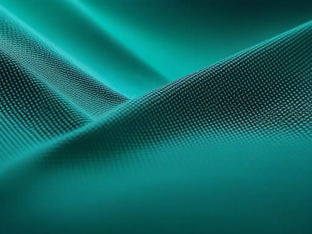 Textil hightech antimicrobiano: detalle 8k bajo microscopio Detalles microscópicos de tejido adaptativo antimicrobiano salud, en tonos futuristas azules y verdes