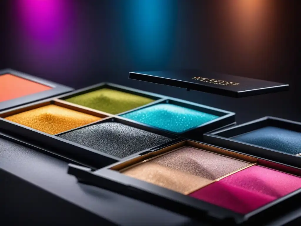 Paleta de sombras de ojos vibrantes y lujosas Detalles vibrantes de maquillaje de alta gama eventos en paleta moderna y lujosa