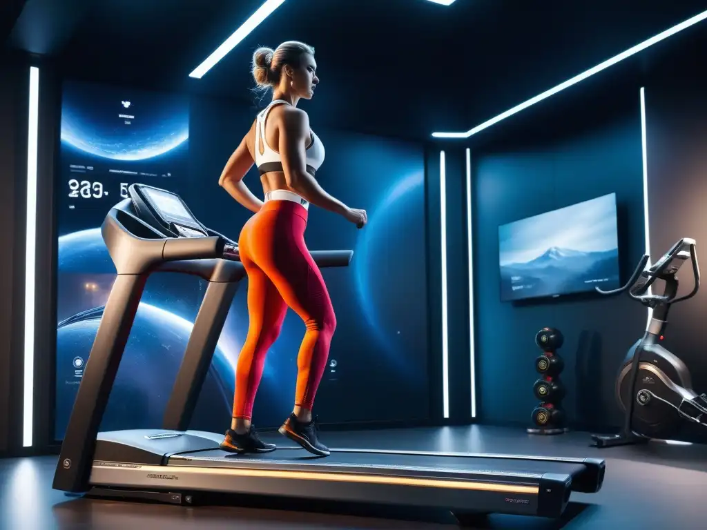 Home gym de lujo con equipamiento de última generación Diseño de gimnasio en casa con equipamiento de lujo y ambiente sofisticado