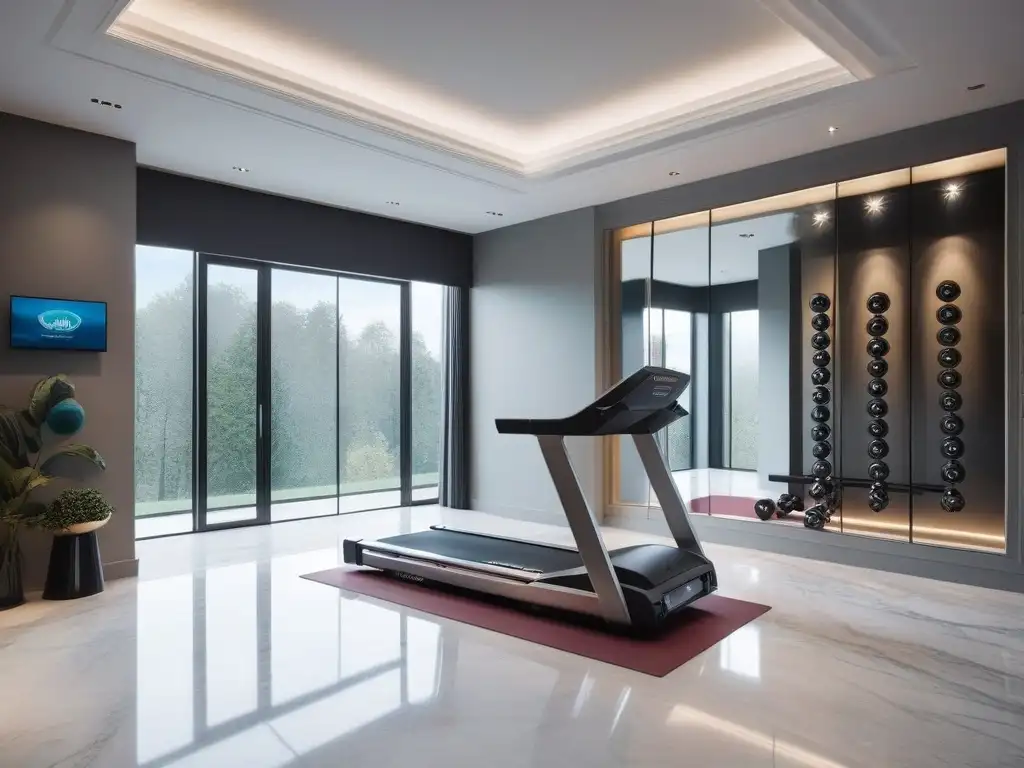 Gimnasio de lujo con equipo de alta gama Diseño de gimnasio en casa con equipamiento de lujo, moderno y motivador