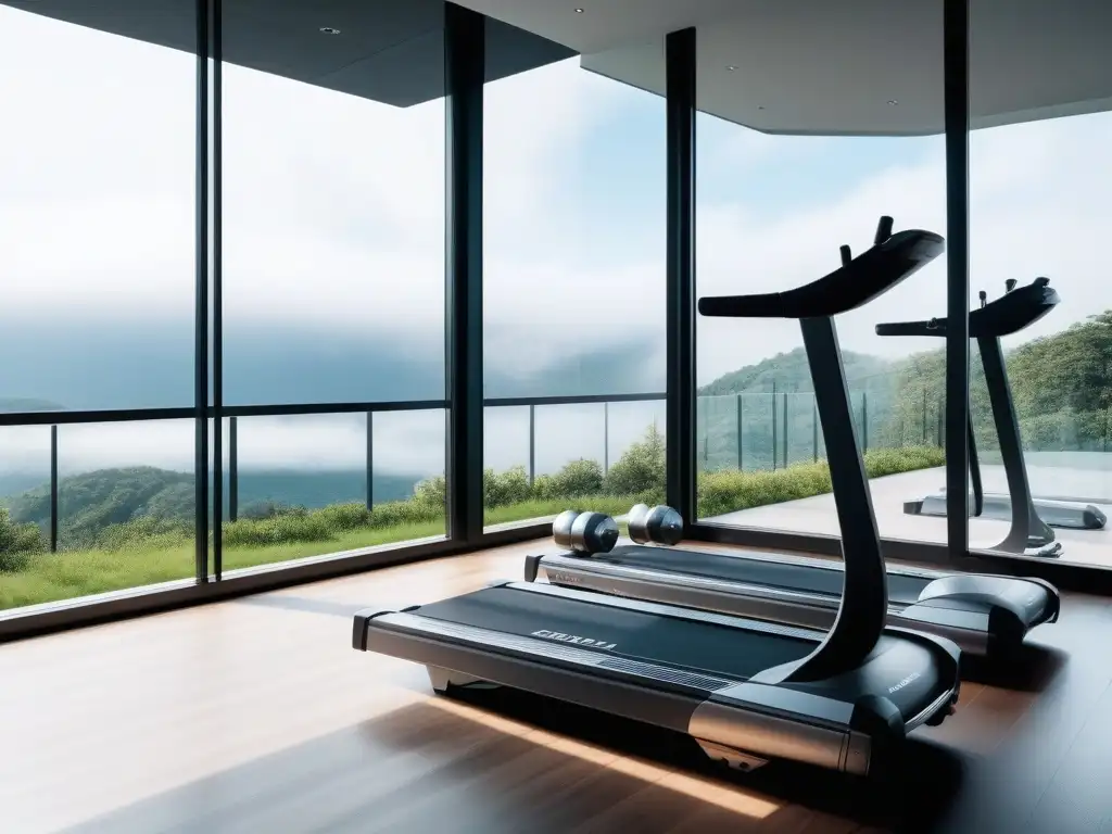 Gimnasio de lujo con equipamiento moderno y elegante Diseño de gimnasio en casa con equipamiento de lujo y elegancia para una experiencia premium de ejercicio