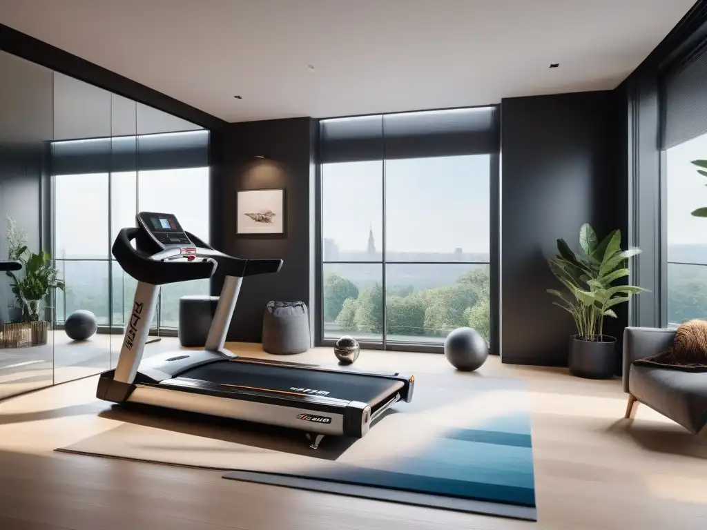 Gimnasio de lujo en casa: equipamiento moderno y elegante Diseño de gimnasio de lujo en elegante apartamento, equipamiento fitness lujo espacios pequeños