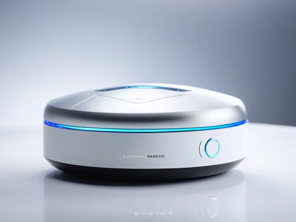 Dispositivo futurista de cuidado de la piel en clínica de lujo Un dispositivo futurista de cuidado de la piel con luces LED suaves, rodeado de productos avanzados en una clínica de alta tecnología