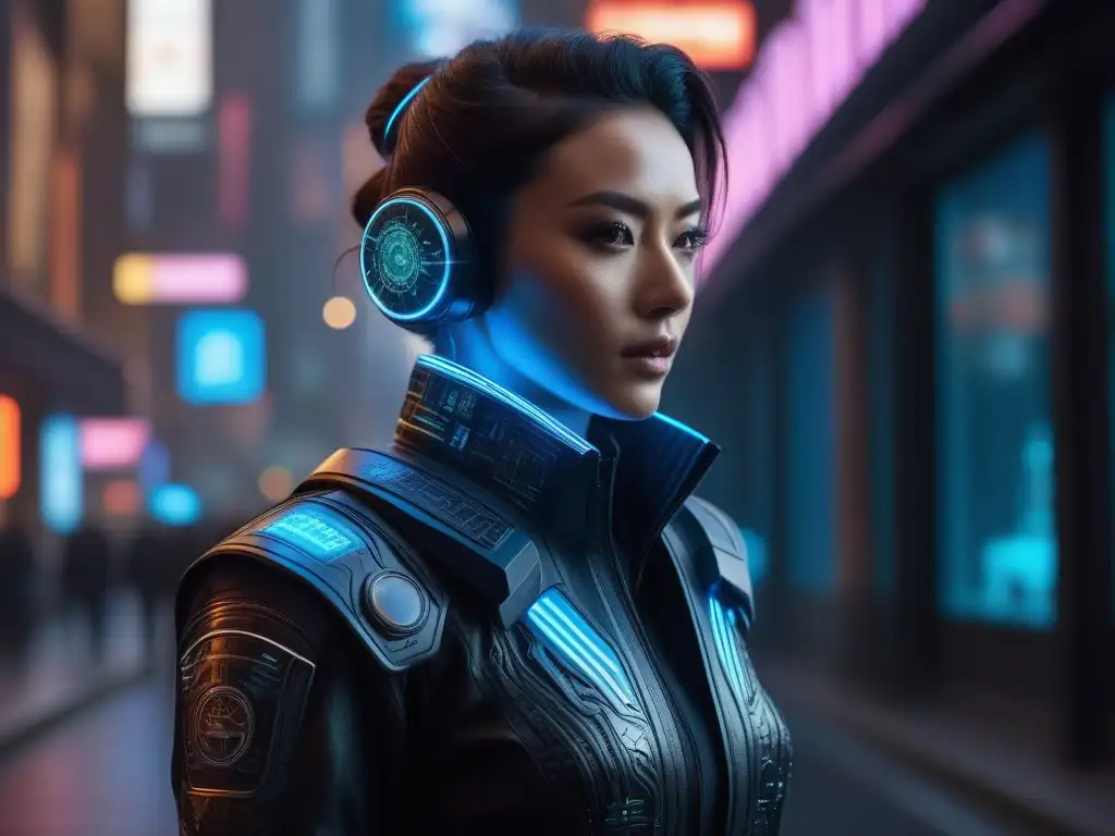 Dispositivo wearable futurista con diseño de videojuego Un dispositivo de moda wearable con influencia de videojuegos, fusionando elementos virtuales y físicos en un diseño futurista y cautivador