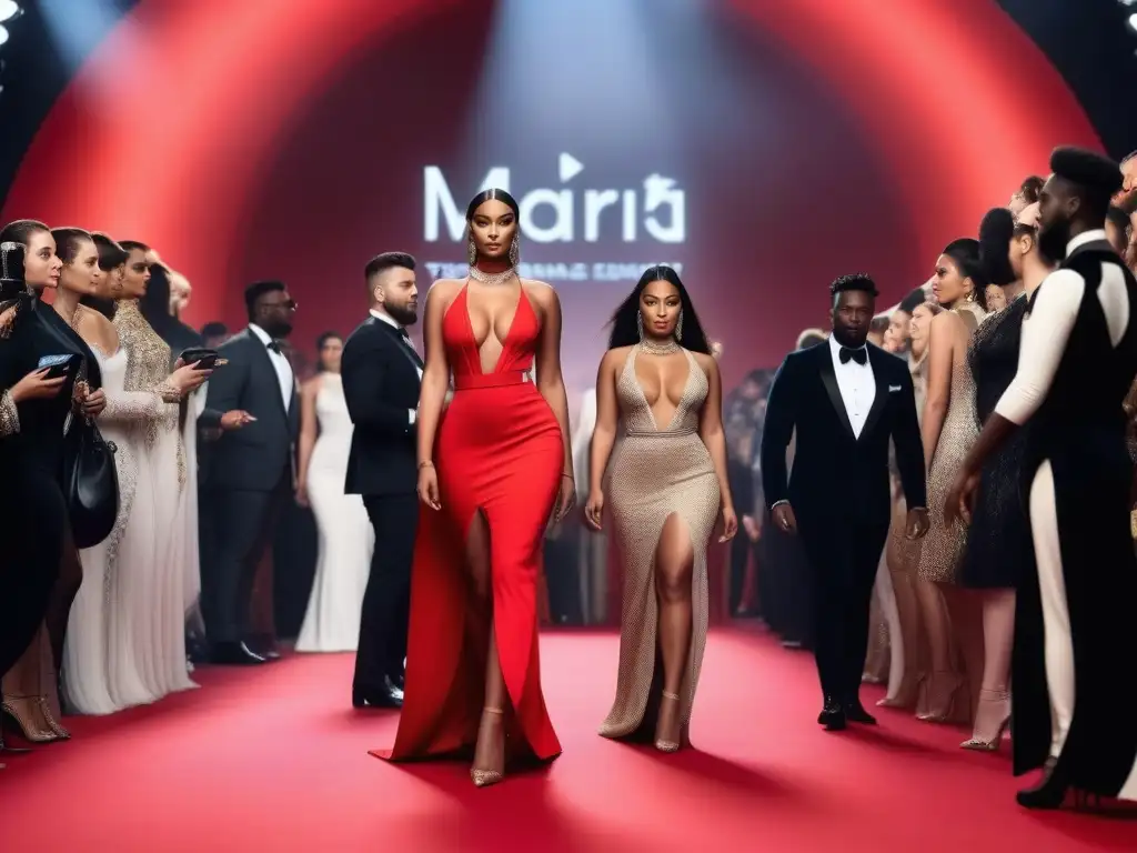 Desfile de moda inclusivo en alfombra roja Una diversa pasarela de moda de lujo celebra cuerpos diversos con elegancia e inclusividad