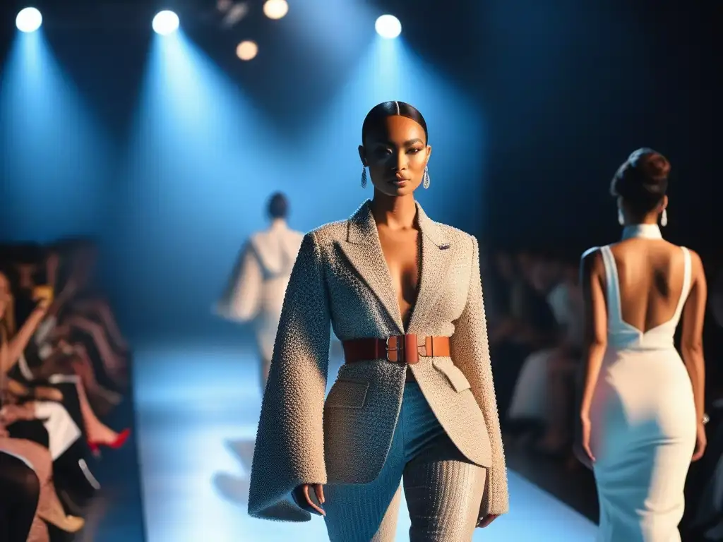 Desfile de moda inclusivo: diversidad y estilo en la pasarela Una diversa pasarela de moda con modelos de distintas etnias, cuerpos y habilidades, luciendo prendas inclusivas