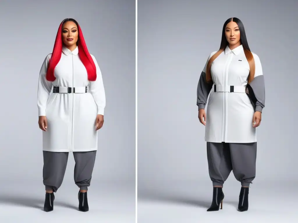 Moda inclusiva: ¡Desafía estándares con estilo! Una diversa y segura colección de modelos exhibiendo ropa adaptativa para todos cuerpos en un estudio moderno e inclusivo
