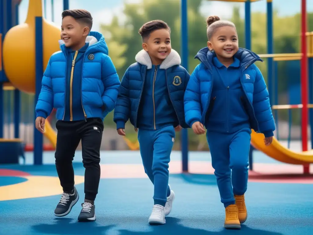 Niños felices y diversos en un parque inclusivo con moda adaptativa Diversidad y alegría en el parque infantil con marcas de ropa inclusiva 2023