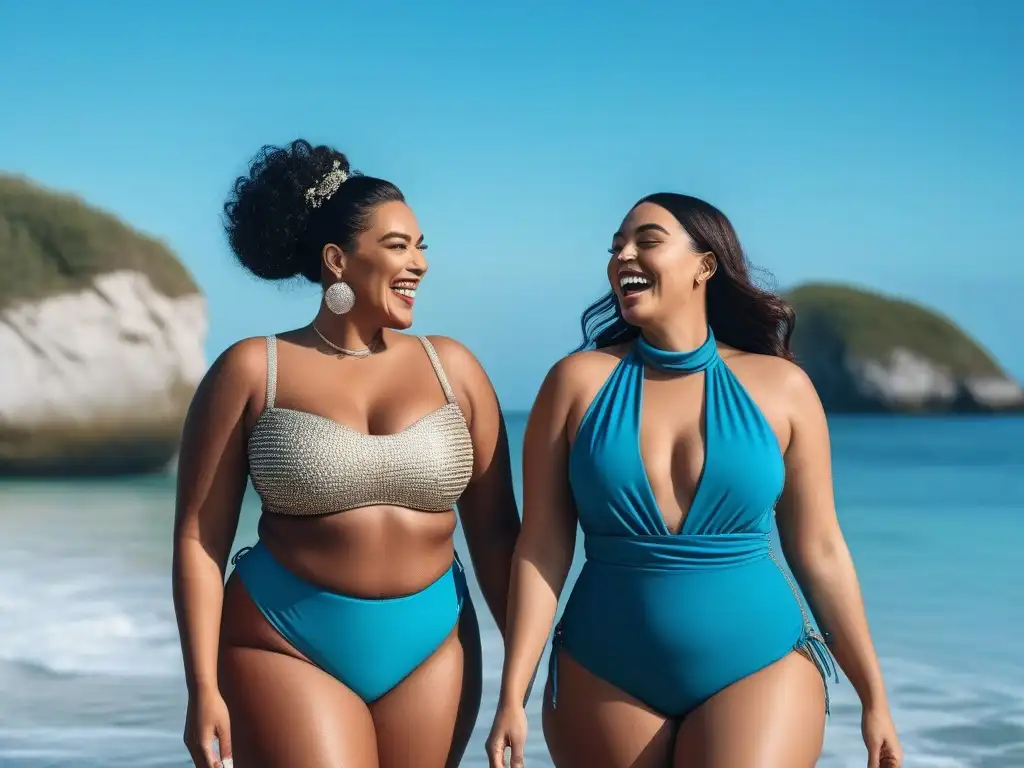Playa inclusiva: diversidad de cuerpos y estilos disfrutando bajo el sol Diversidad y alegría en la playa con ropa de baño inclusiva verano