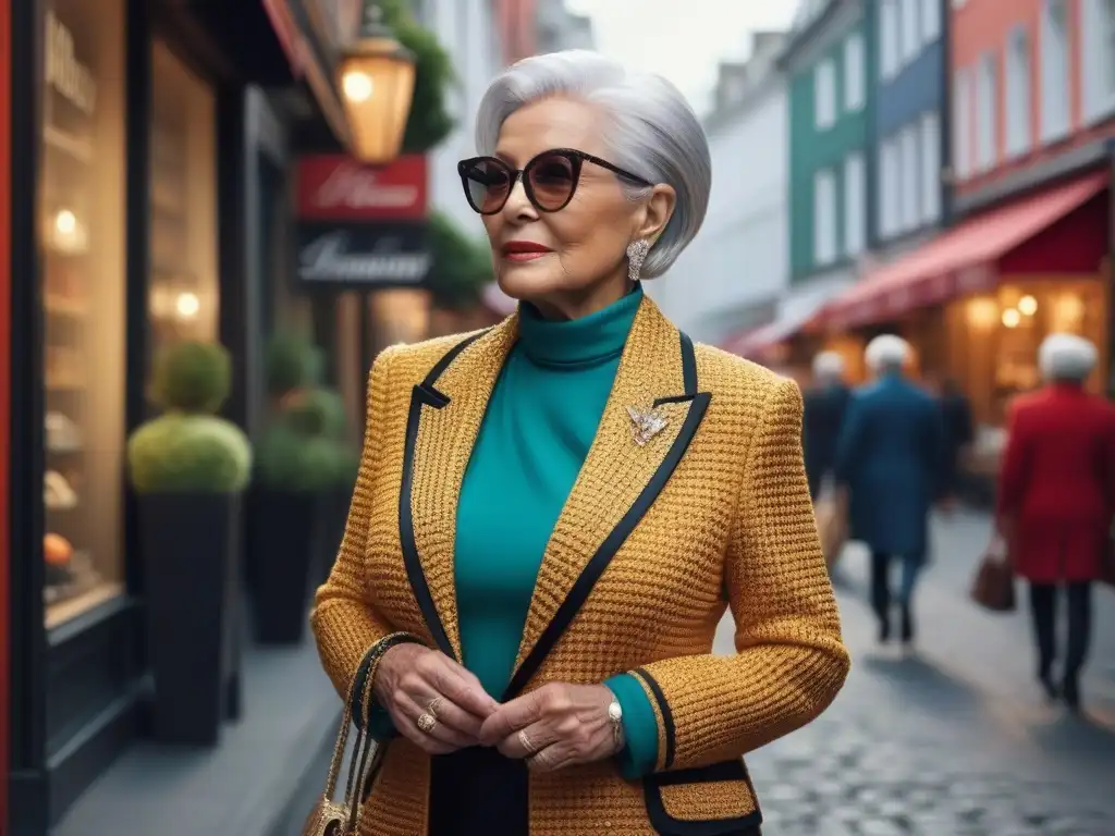 Elegancia atemporal: Moda senior en la ciudad Moda senior: elegancia y diversidad en la ciudad al atardecer