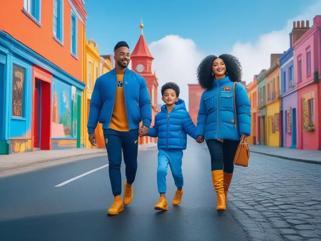 Desfile de moda infantil: diversidad, unión y estilo en la ciudad Diversidad de niños de moda infantil colaborando y caminando felices por la ciudad
