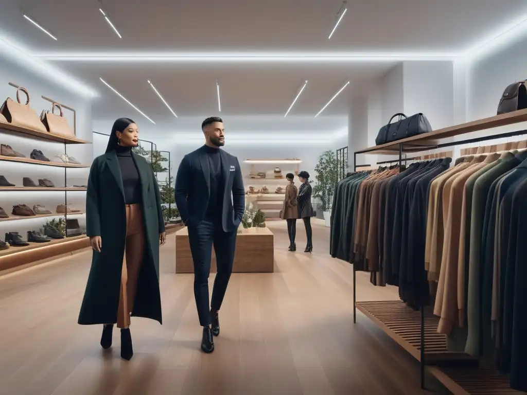 Moda inclusiva y sostenible: comunidad empoderada Diversidad y sostenibilidad en la moda inclusiva: personas de distintas edades, géneros y etnias sonríen en tienda moderna
