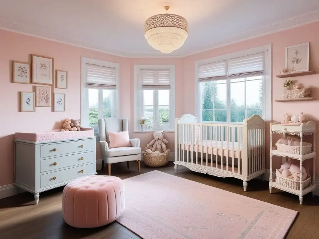 Habitación de bebé moderna y elegante para mamás embarazadas Un dormitorio de ensueño para futuras mamás con mobiliario elegante y funcional