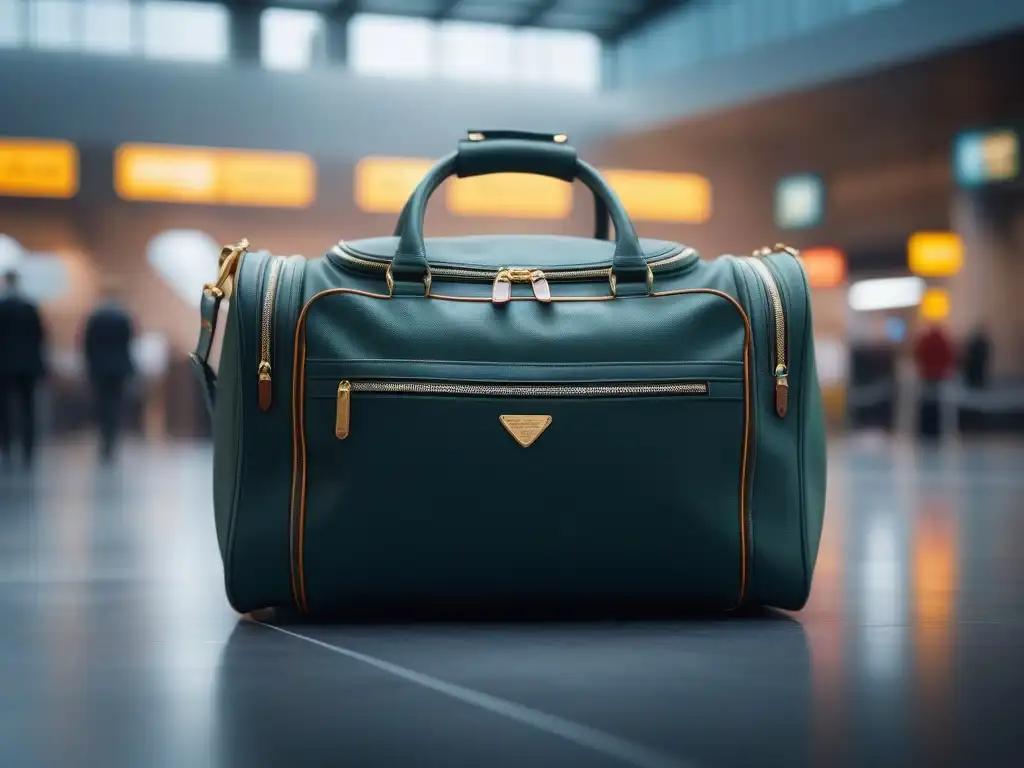 Moderna bolsa de viaje para embarazadas en aeropuerto Elegante bolso de viaje para embarazadas en aeropuerto, listo para emocionantes aventuras