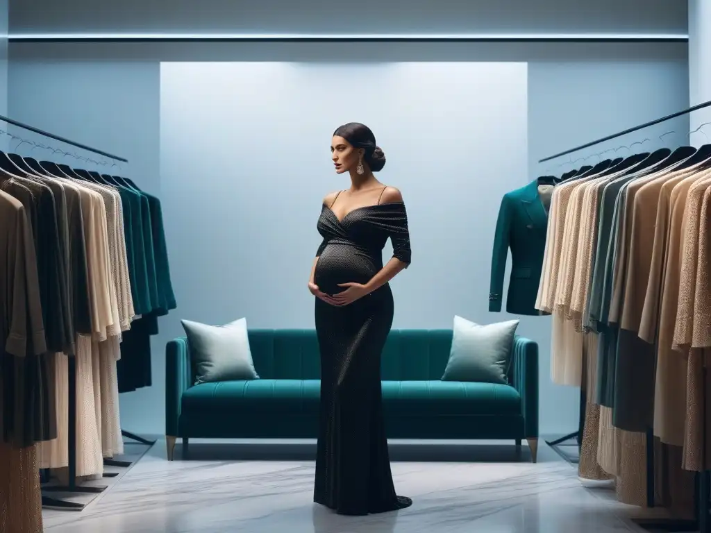 Tienda de maternidad de lujo en Atenas: moda exclusiva y elegante Elegante boutique de moda maternal de lujo en Atenas, con diseño moderno y ambiente exclusivo
