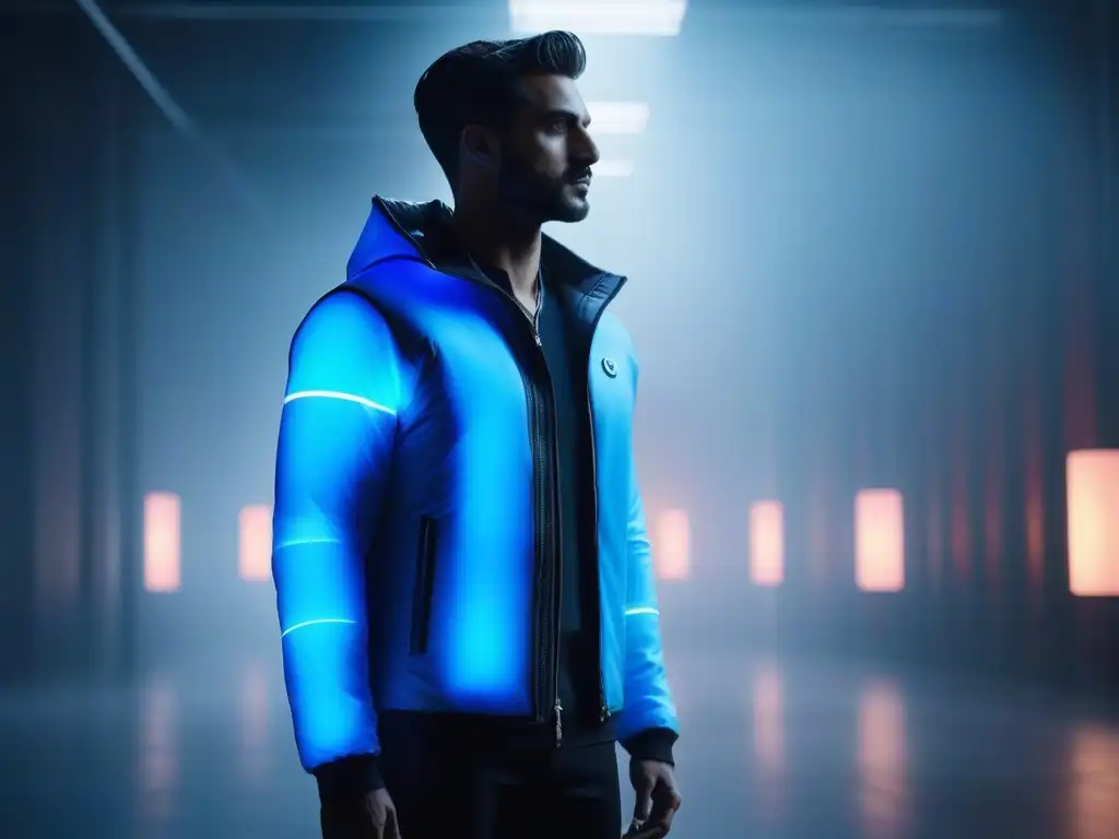 Chaqueta inteligente futurista con luces LED y calefacción integrada Elegante chaqueta inteligente con luces LED y calefacción integrada, ideal para Gadgets de moda para vida cómoda
