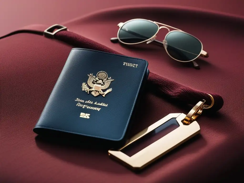 Conjunto de viaje elegante y sofisticado en texturas lujosas Elegante conjunto de accesorios para viajar con estilo en superficie texturizada lujosa