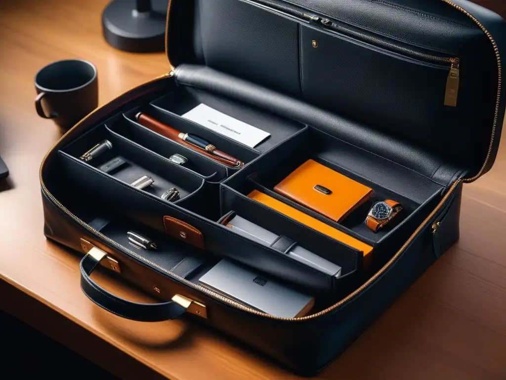 Maletín ejecutivo de lujo: organización y sofisticación Elegante equipaje de lujo para viajes con compartimentos organizados y cargador integrado