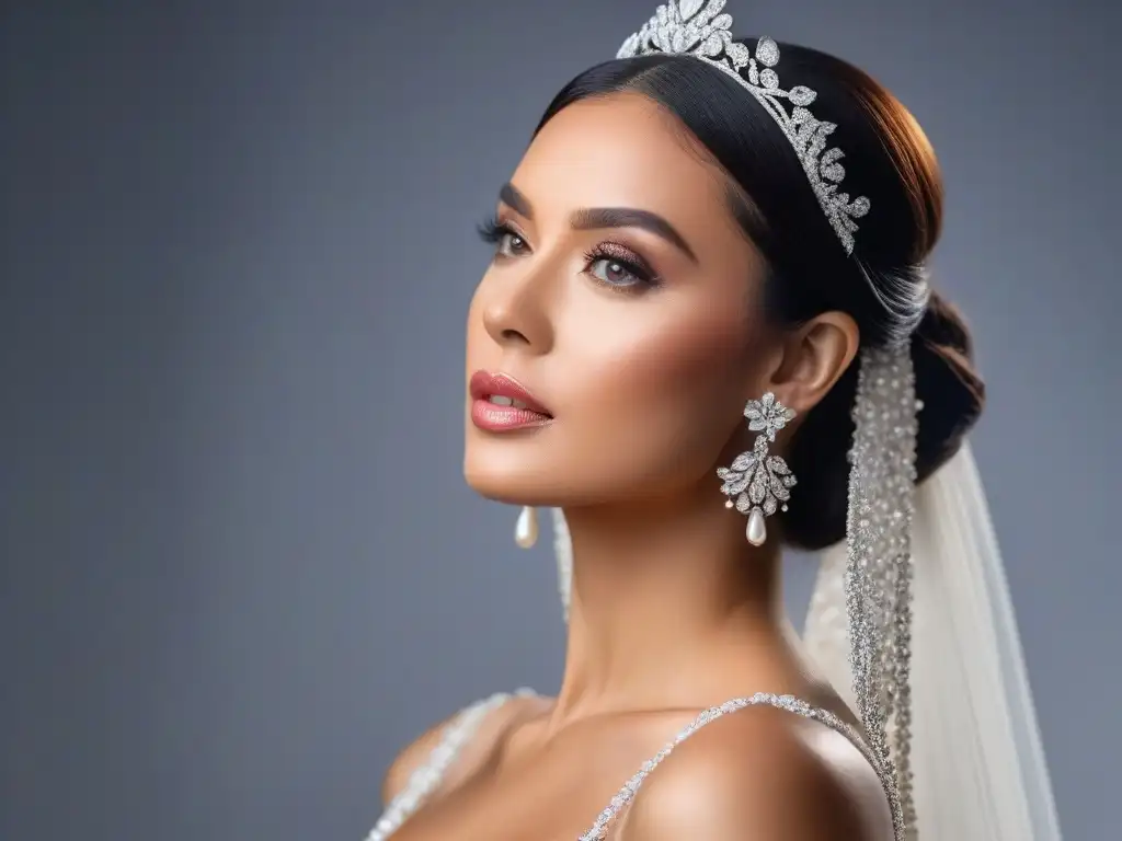 Exquisitos accesorios de boda: tiaras, velos y pendientes de lujo Un elegante escaparate de accesorios de boda de lujo inclusivos con tiaras de diamantes, velos de perlas y aretes de oro y plata