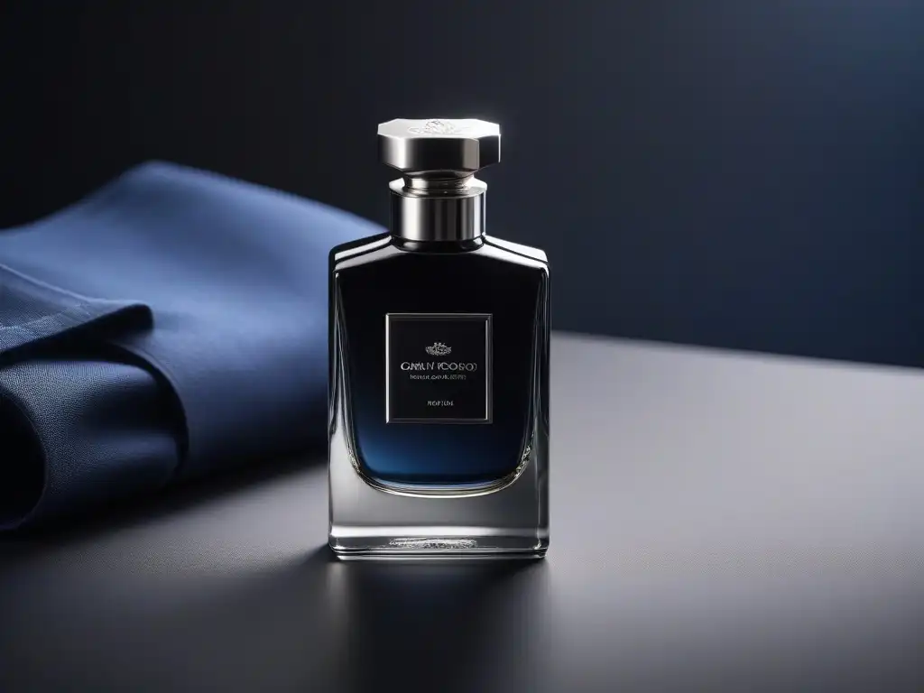Botella de colonia de lujo en negro y plata mate Elegante frasco de colonia negro y plateado en un ambiente lujoso, ideal para productos de belleza de alta gama para hombres