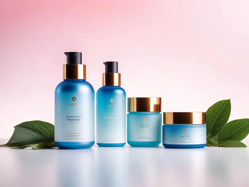 Productos de lujo para piel: hidratación con ácido hialurónico y retinol Elegante línea de productos para la piel de alta gama con ingredientes premium en un lujoso salón de belleza