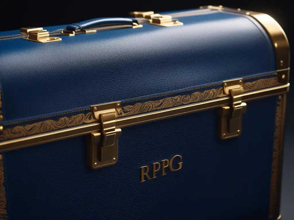 Maleta de lujo personalizada con diseño exclusivo en piel azul Elegante maleta de lujo personalizada con diseños en hoja de oro sobre cuero azul