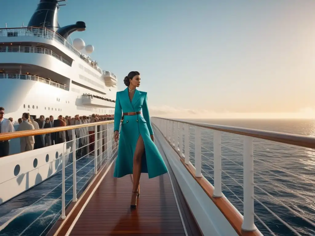 Moda náutica al atardecer: elegancia en crucero de lujo Elegante moda cruceros vestirse alta mar al atardecer