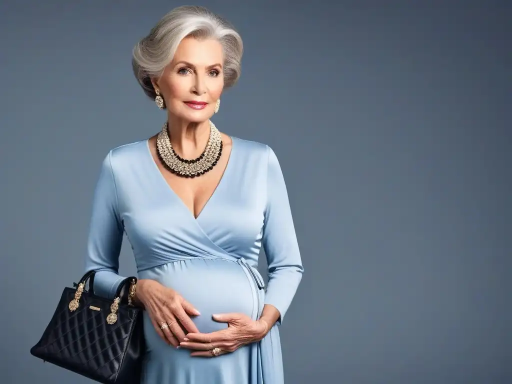 Estilo maternidad para mujeres maduras: sofisticación y elegancia Elegante moda maternal para mujeres mayores: sofisticación y confort en un atuendo de maternidad de moda