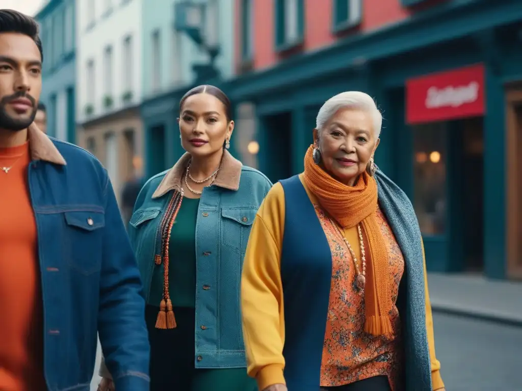 Moda senior diversa y trendy en la ciudad Una elegante pasarela urbana de moda casual cómoda para seniors, representando la diversidad cultural y de estilos
