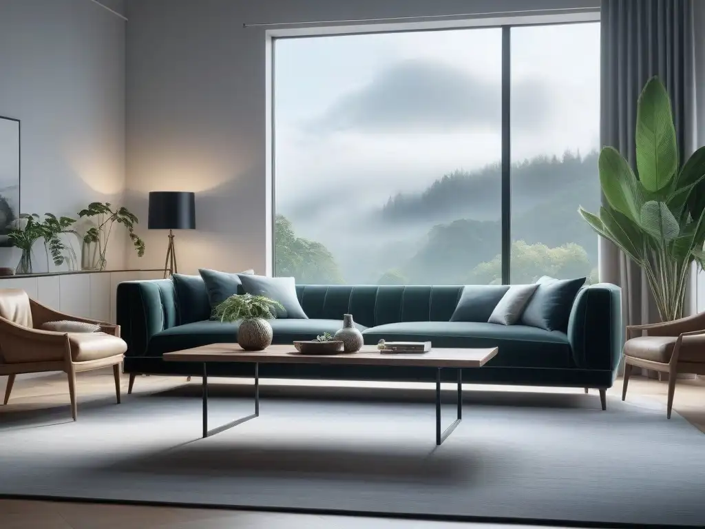 Sala de estar moderna y acogedora con diseño minimalista Elegante sala de estar con mobiliario diseño bienestar salud hogar
