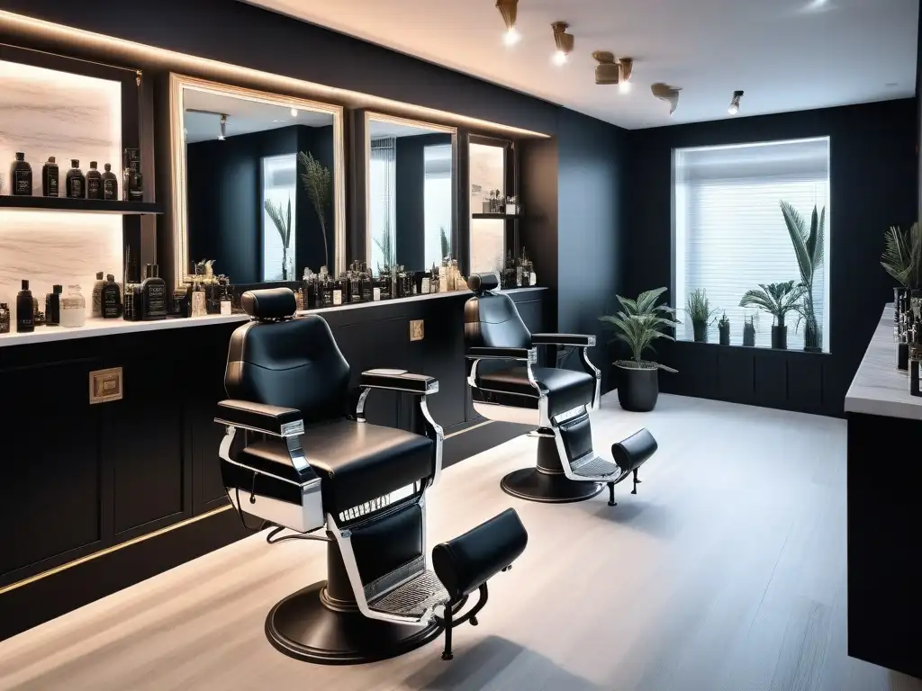 Barbería de lujo: hombres recibiendo tratamientos de belleza en un ambiente exclusivo Un elegante salón de barbería con tratamientos de belleza para hombres modernos