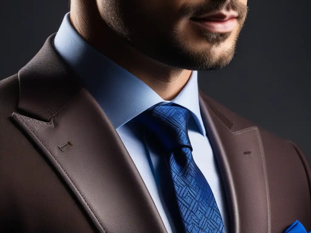 Conjunto de Cinturón y Corbata de Lujo: Detalles Ultrafinos Un elegante set de cinturón y corbata para hombres curvy en tonos de marrón y azul real, exhibido con lujo y detalle