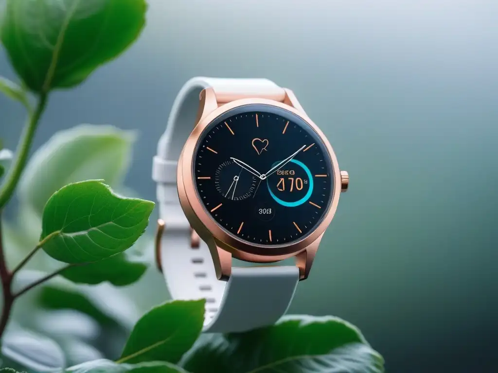 Smartwatch elegante para muñecas pequeñas en rosa oro Un elegante smartwatch diseñado para muñecas pequeñas, en tono oro rosa, con pantalla digital personalizable