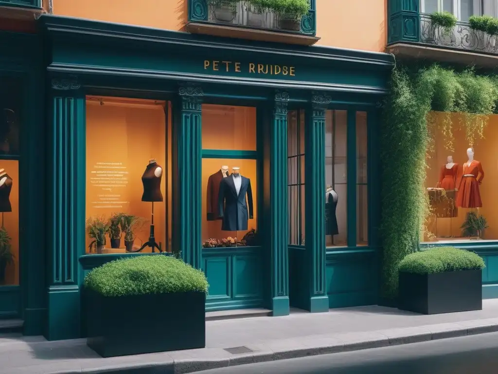 Tienda de moda petite en Madrid: escaparate vibrante y moderno Elegante tienda de moda petite en Madrid con escaparate moderno y maniquíes luciendo las últimas tendencias