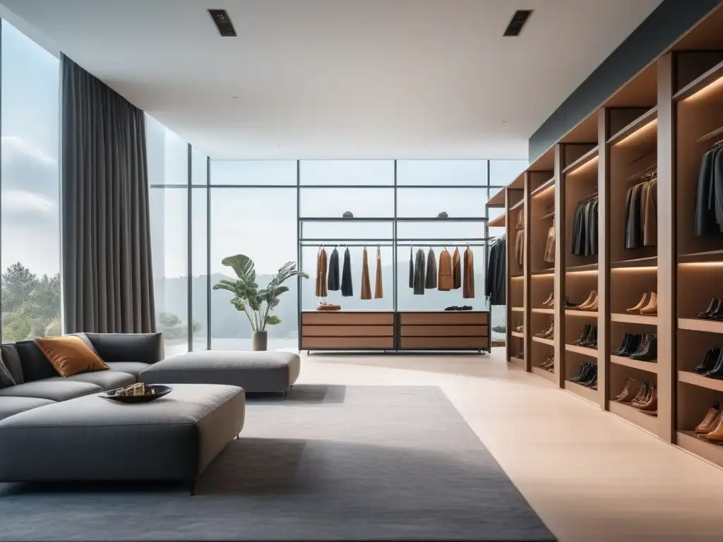Exquisito vestidor de lujo con moda y accesorios de alta calidad Un elegante vestidor con prendas de alta costura y accesorios de lujo perfectamente organizados