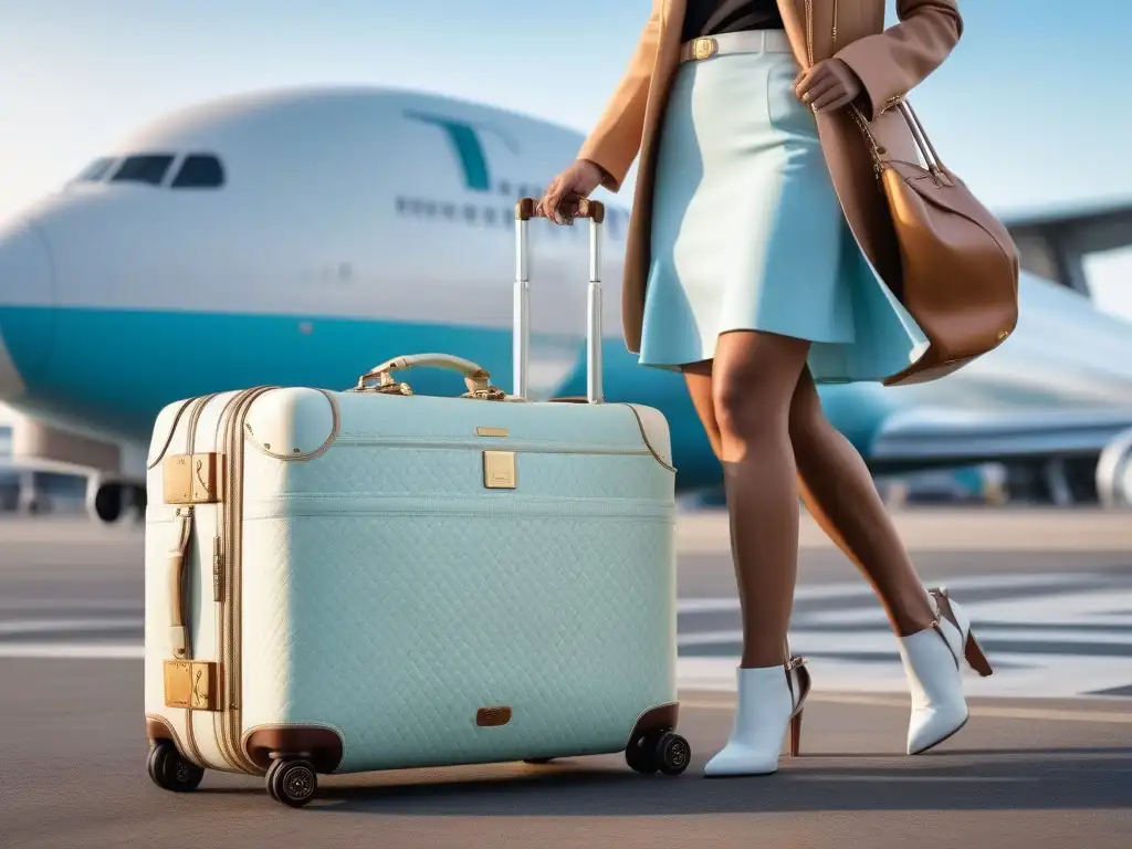 Conjunto de bolsos de viaje de lujo en cuero suave y elegante Elegantes accesorios de viaje para mujeres: conjunto de lujo en cuero suave, con maleta, bolso y estuche, en aeropuerto chic