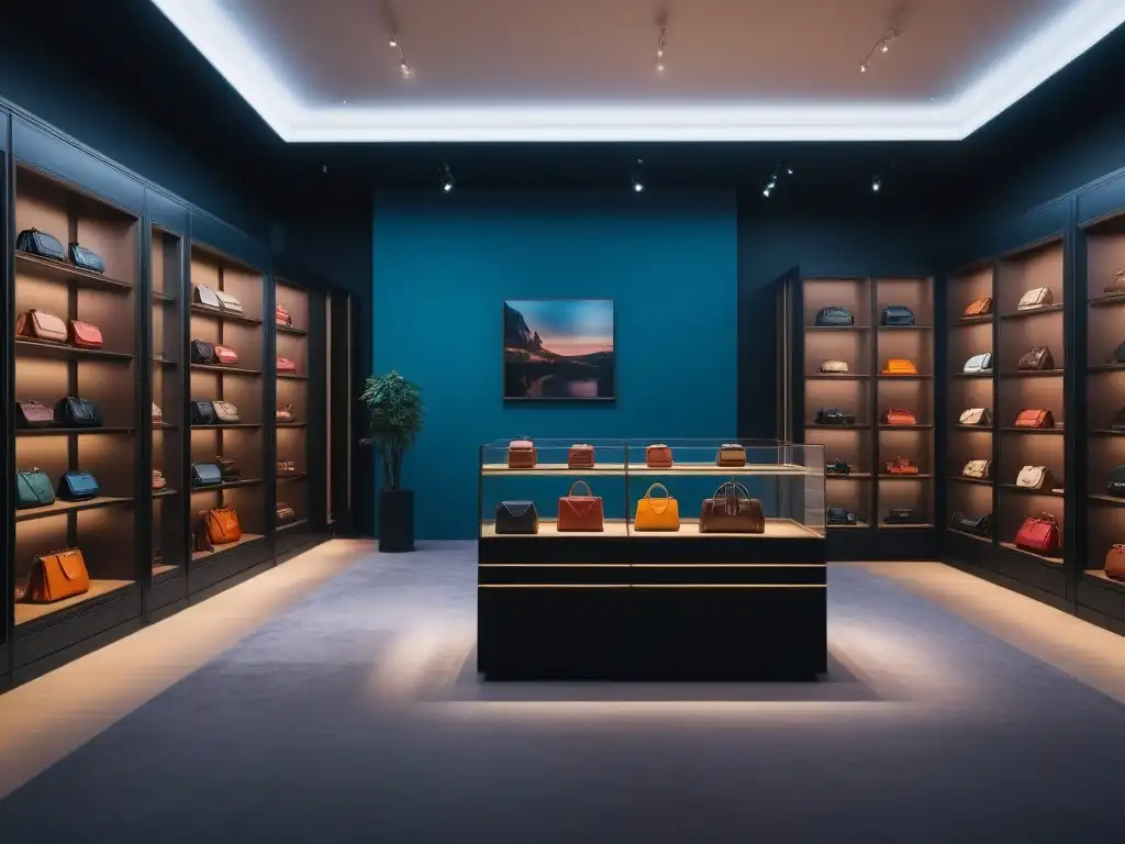Tienda de bolsos de diseñador: lujo y elegancia para todos Elegantes bolsos de diseñador para todas, exhibidos en una boutique moderna y lujosa