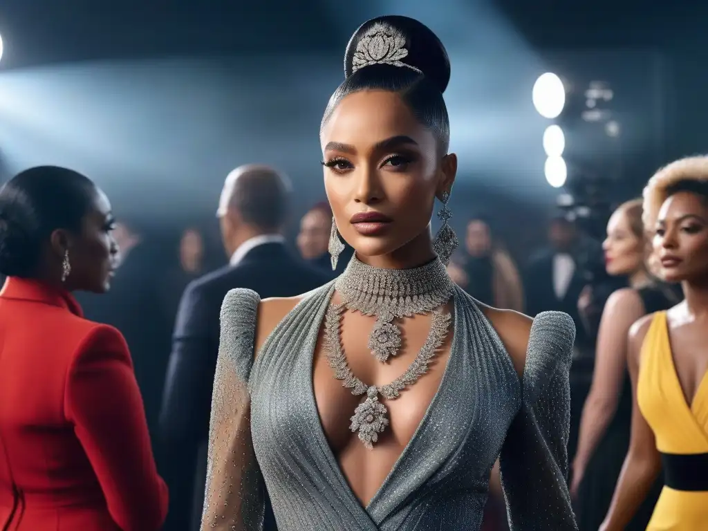 Actores y actrices con estilo: diversidad en la moda Un elenco diverso y glamuroso en un set de cine, representando la moda inclusiva en la industria del entretenimiento