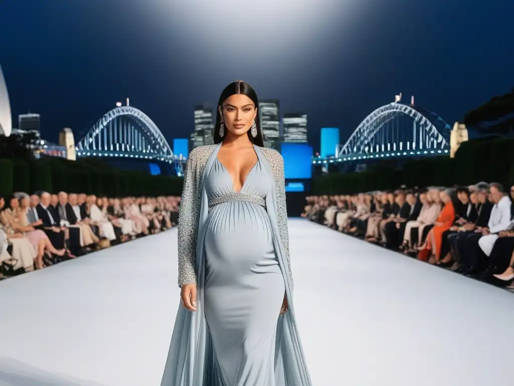 Deslumbrante embarazada desfila en Sydney Una embarazada glamurosa desfila en la pasarela de un evento de moda en Sídney