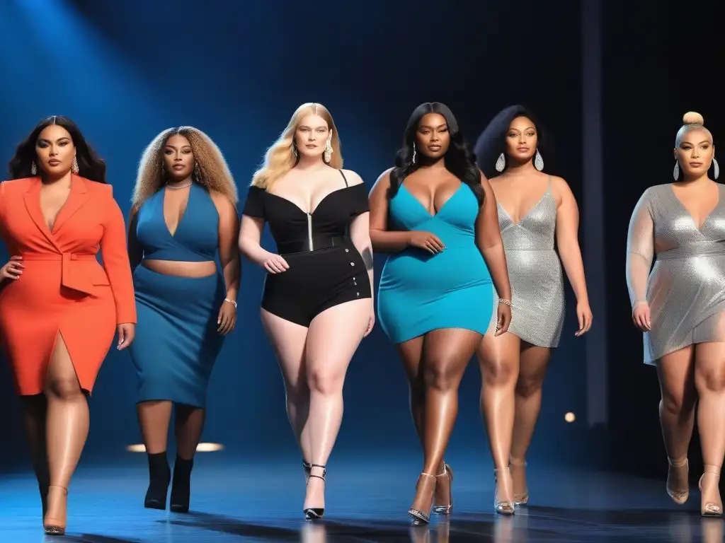 Desfile de moda inclusiva: modelos curvy empoderadas Una emocionante pasarela de moda inclusiva para todos los cuerpos, donde modelos de tallas grandes desfilan con confianza y estilo vanguardista