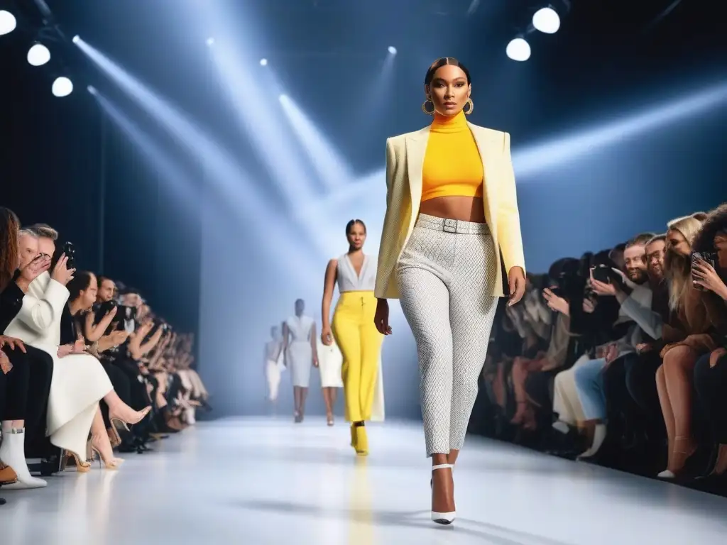 Desfile de moda inclusivo: diversidad y estilo en la pasarela Una emocionante pasarela con modelos de diferentes tipos de cuerpo, tonos de piel y habilidades, luciendo outfits únicos y a la moda