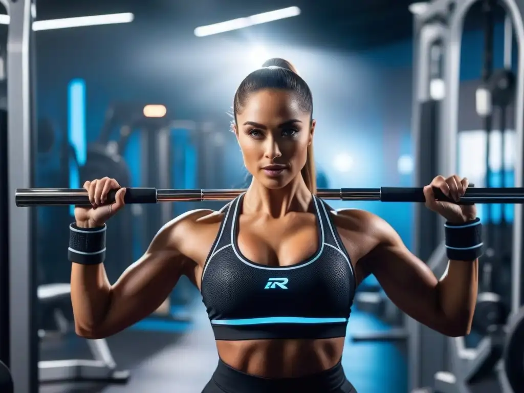 Entrenamiento de alta intensidad para mujeres petite en gimnasio futurista Entrenamiento premium para cuerpos petite en un gimnasio futurista y motivador