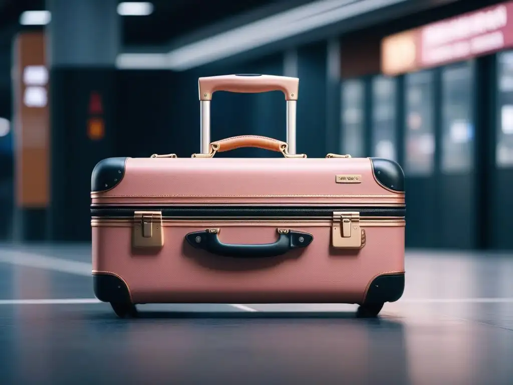 Maleta de viaje moderna para mujeres petite: elegancia en rosa y oro Equipaje de mano para petite: maleta moderna en rosa y oro rosa, ideal para viajeras elegantes y prácticas en aeropuerto concurrido