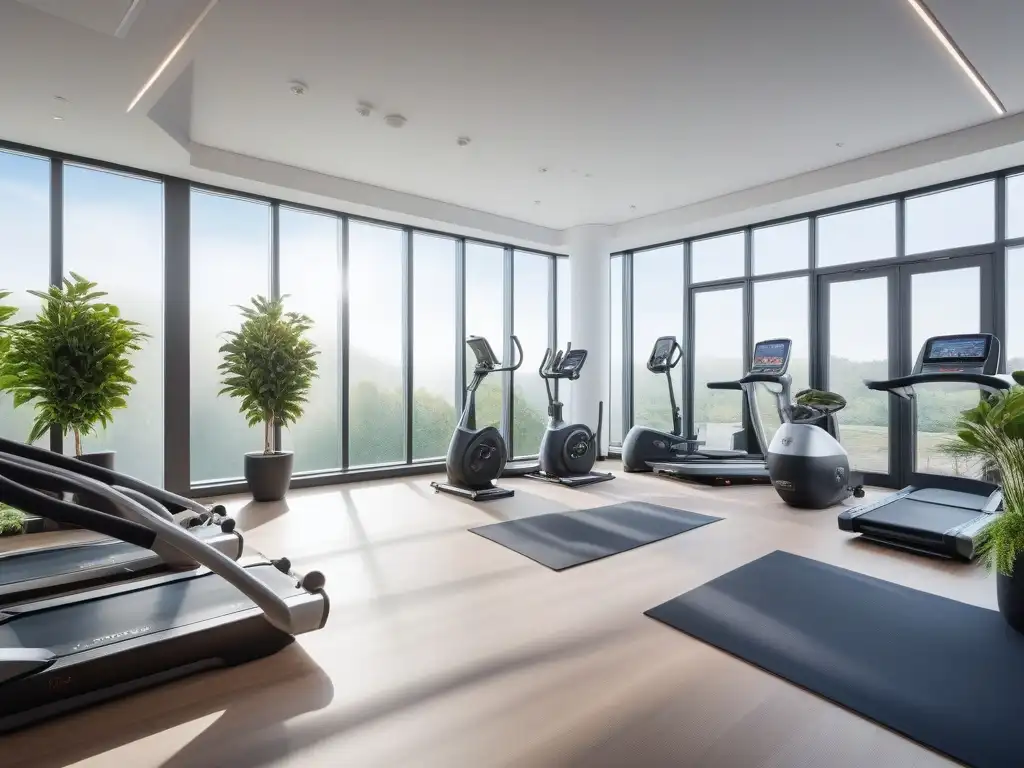 Gimnasio de lujo para adultos mayores: vitalidad y comunidad Equipamiento fitness tercera edad lujo: Un centro fitness amplio y moderno para seniors, lleno de vitalidad y motivación