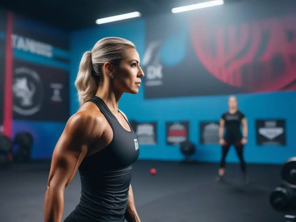 Entrenamiento inclusivo y vibrante en un gimnasio de Crossfit Equipo Crossfit diverso para todos entrenando juntos en un gimnasio moderno con arte callejero vibrante