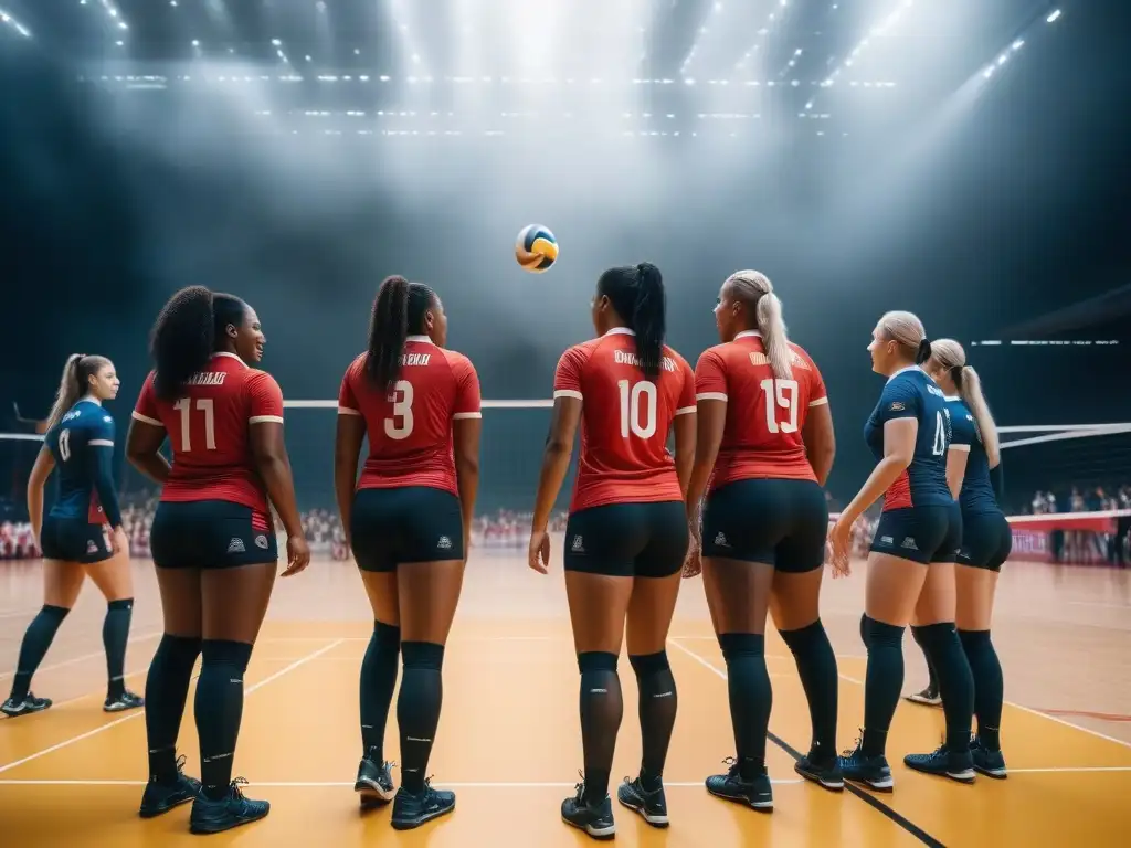 Uniformes de voleibol inclusivos: celebra la diversidad en la cancha Equipo de voleibol con uniformes vibrantes y tallas especiales, celebrando la inclusividad en la cancha
