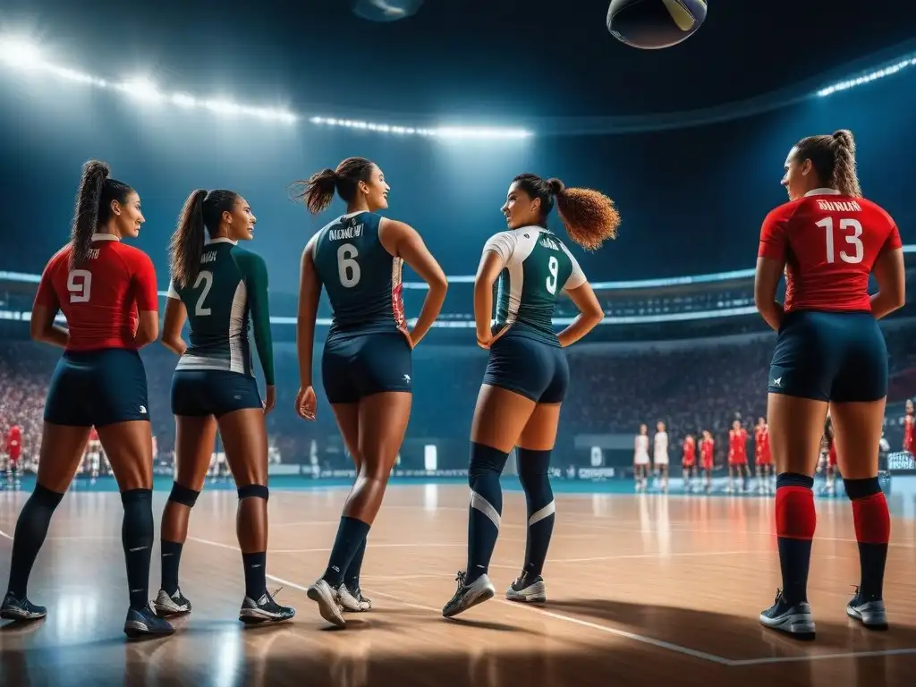 Voleibol inclusivo: uniformes diseñados celebran diversidad Equipo de voleibol en acción con uniformes voleibol tallas especiales, celebrando la diversidad y la inclusividad en el deporte